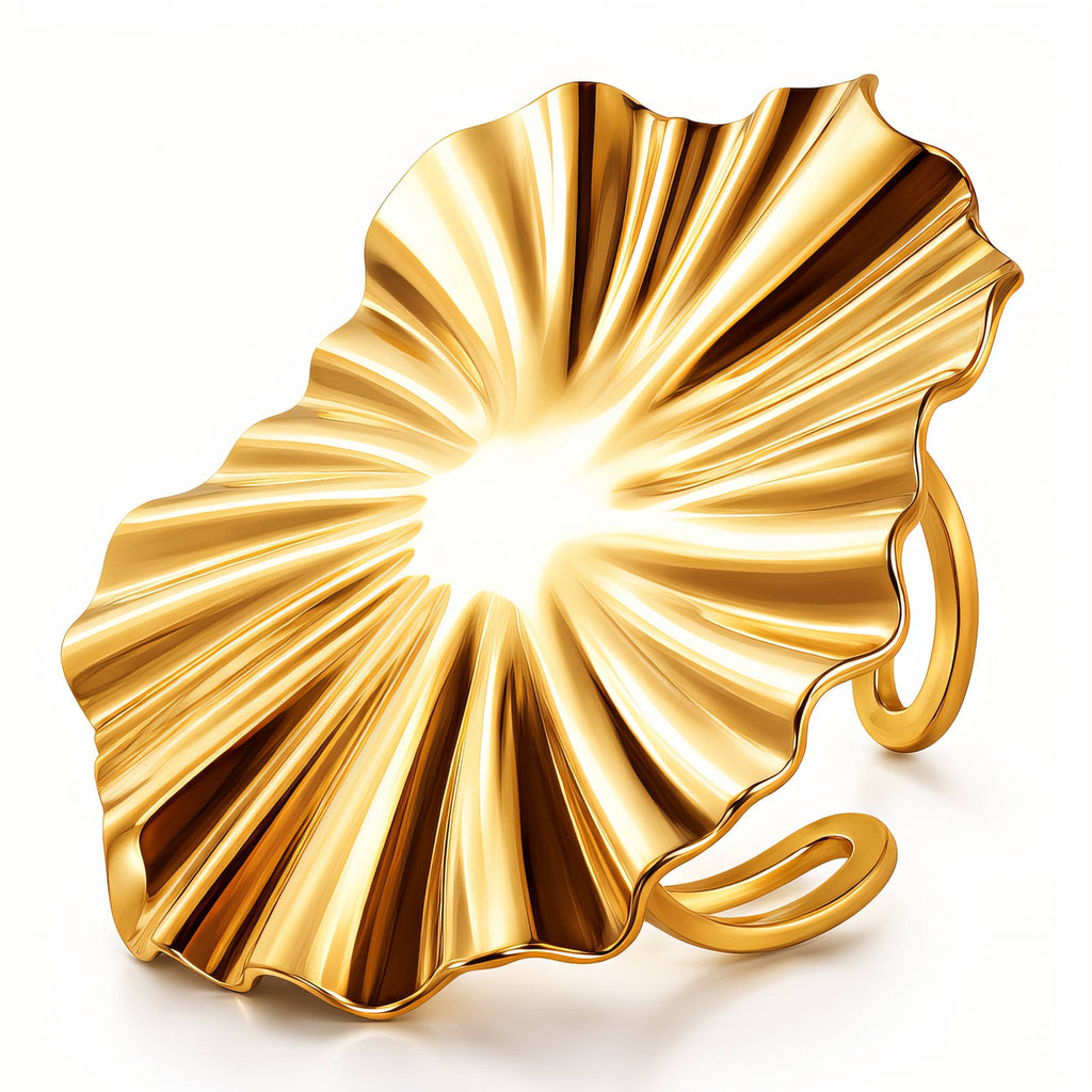 Leaf Ring, 18K Gold Plated Steel