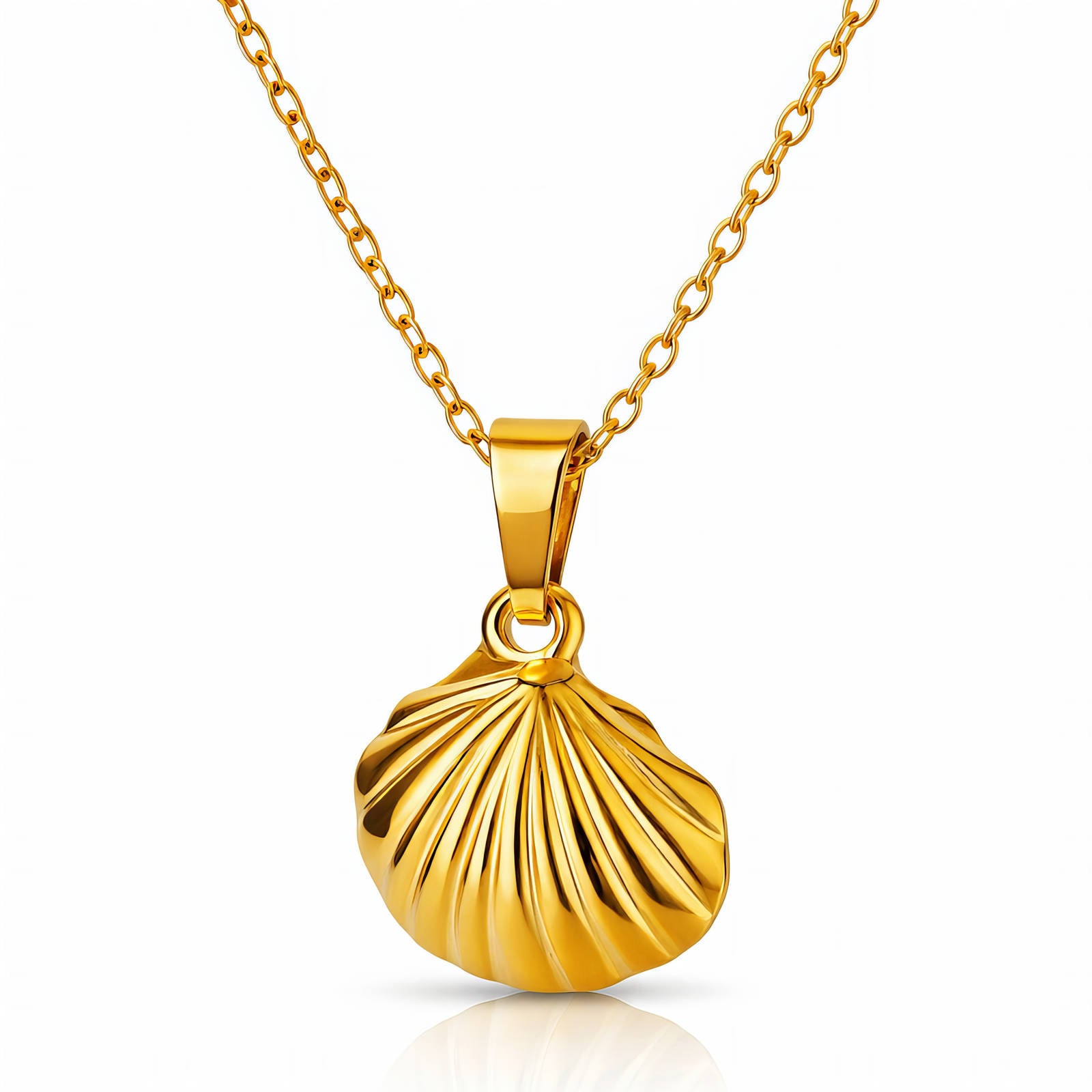 Seashell Necklace, 18K Gold Plated Steel