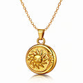 Sun and Moon Necklace, 18K Gold Plated Steel