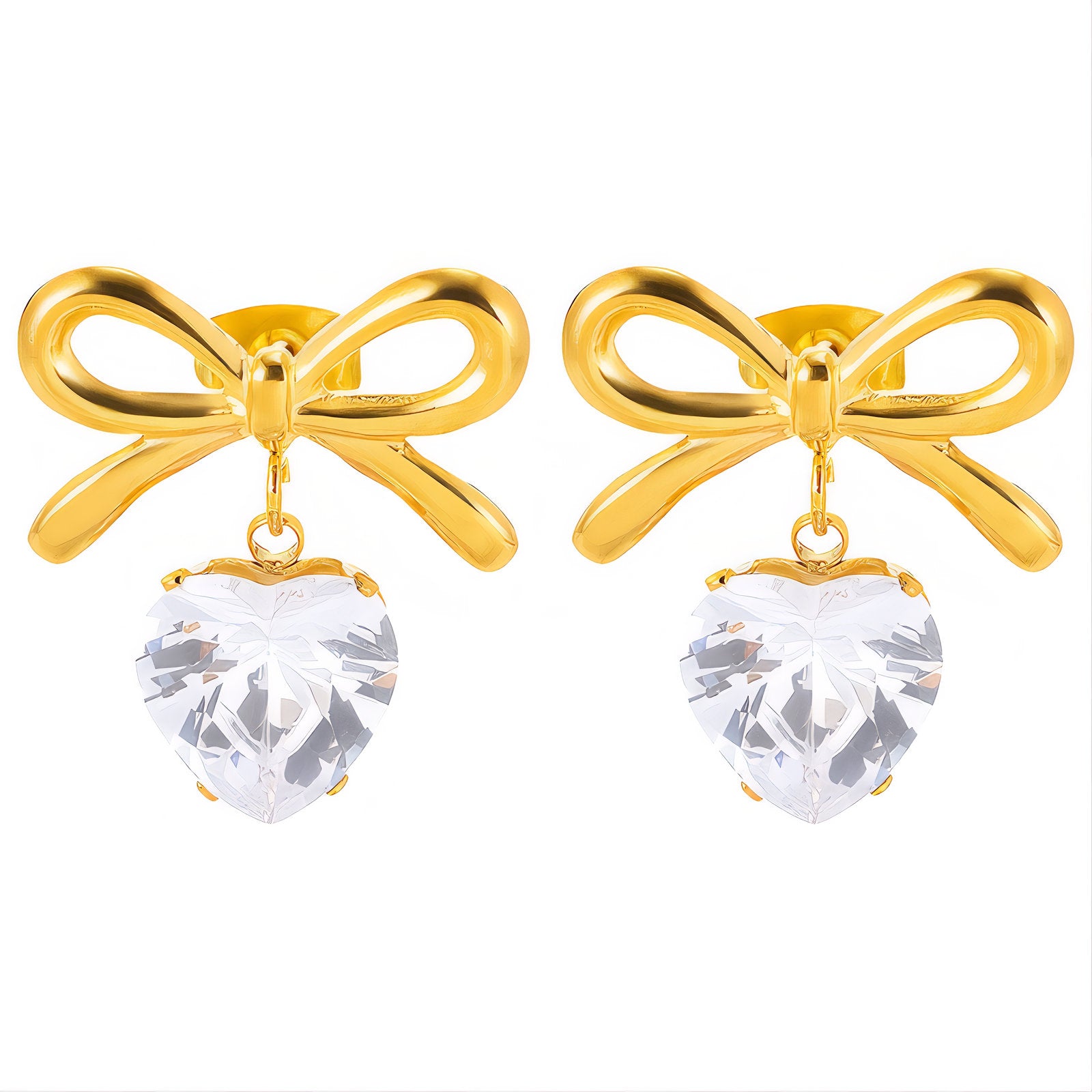 Bows Earrings, 18K Gold Plated Steel