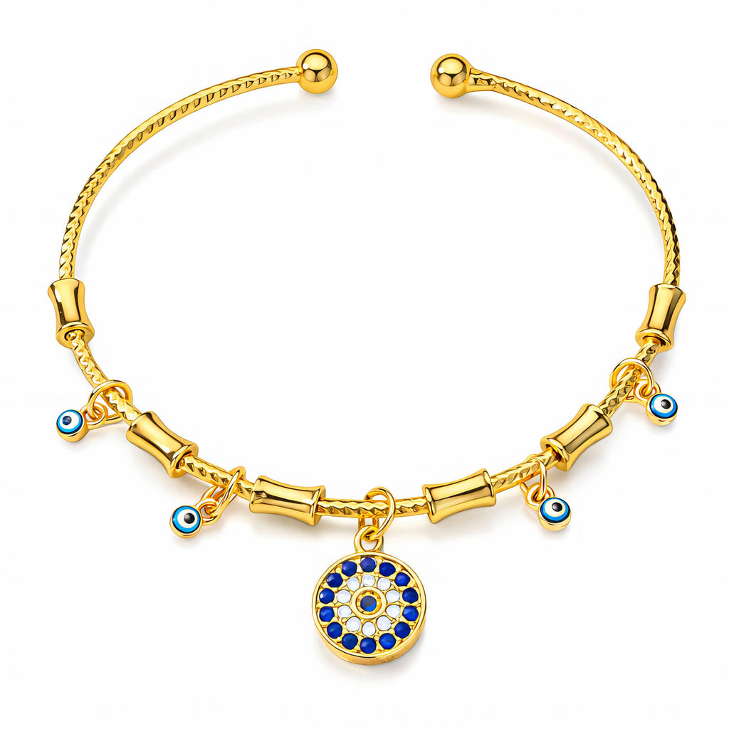 Evil Eyes Bracelet, 18K Gold Plated Steel