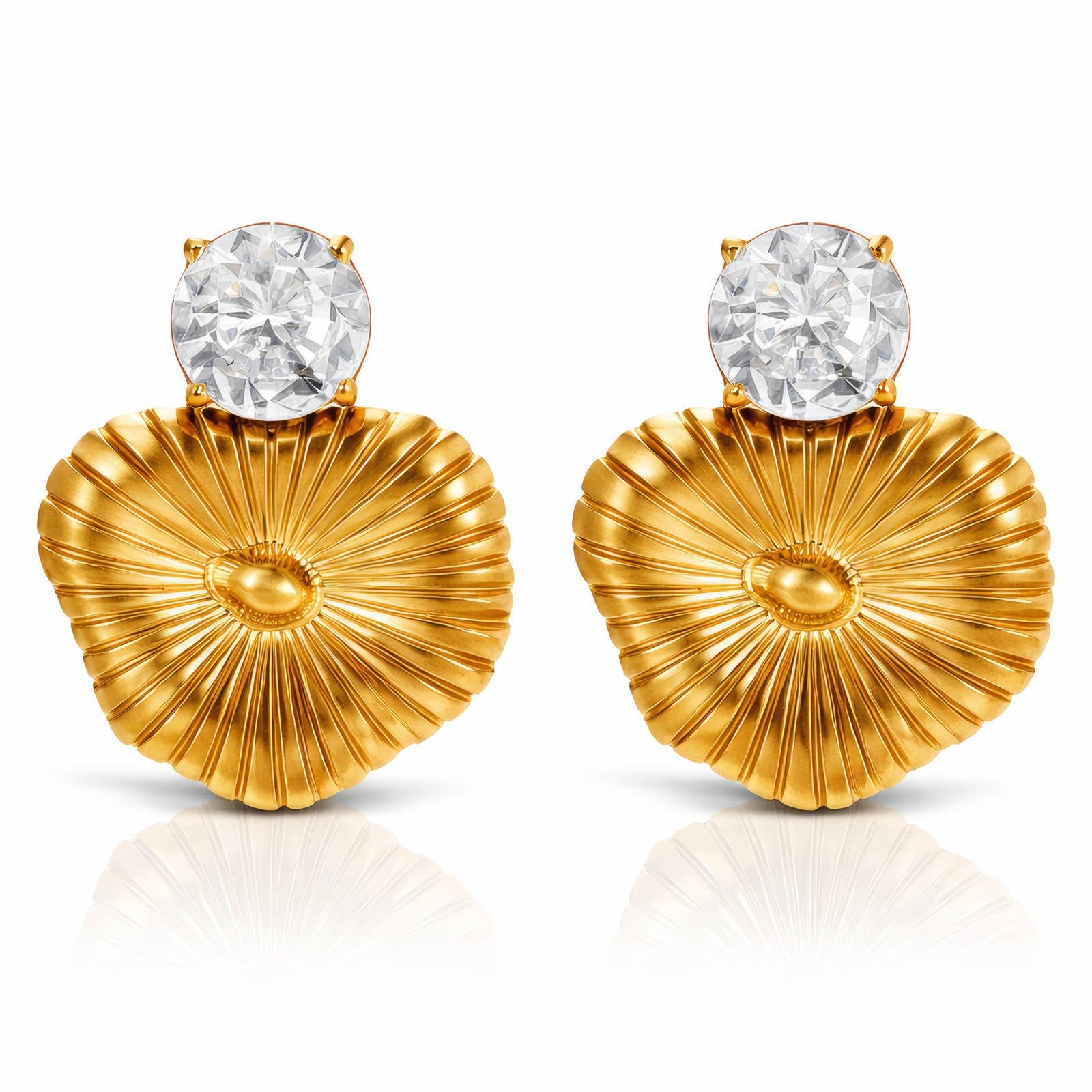 Flowers Earrings, 18K Gold Plated Steel