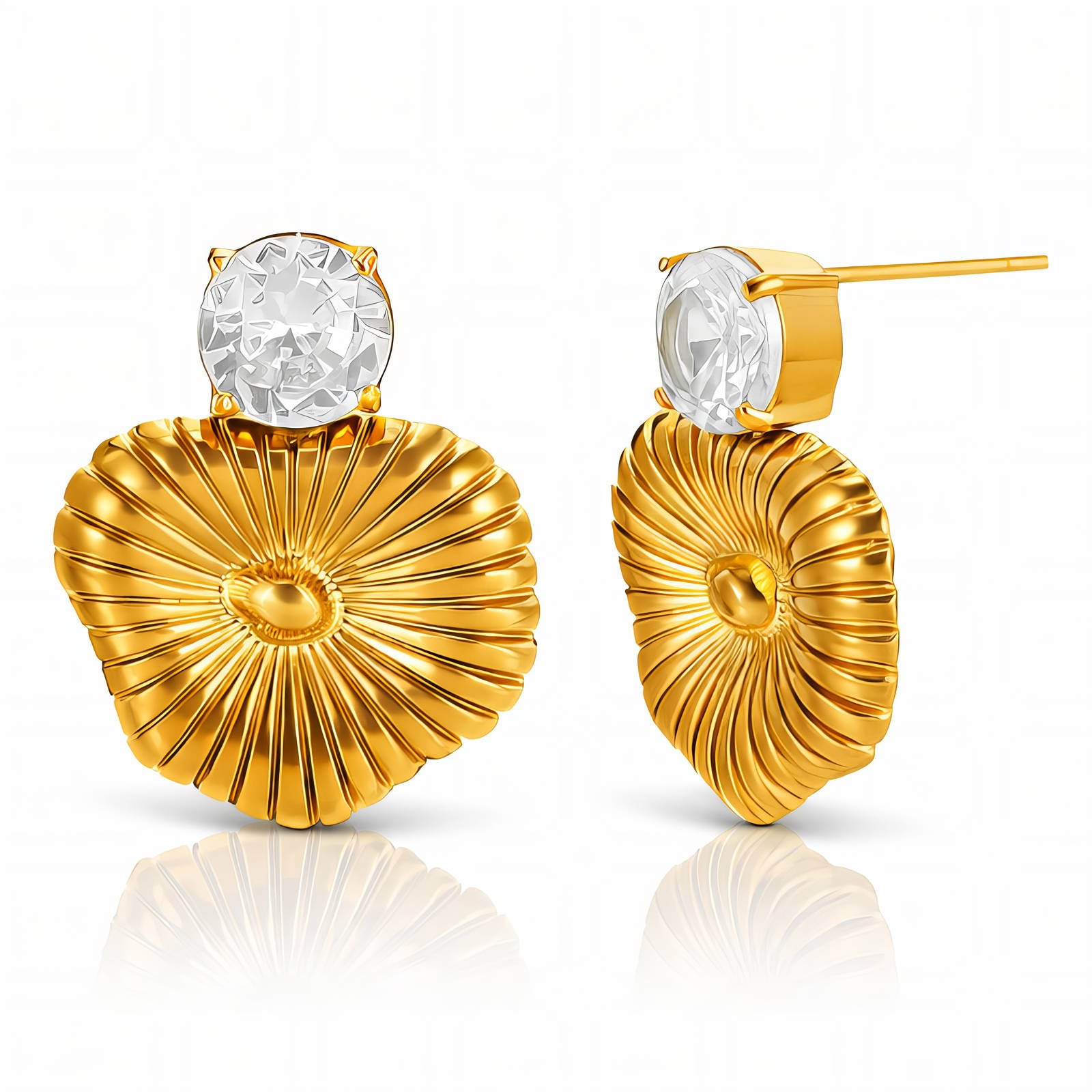 Flowers Earrings, 18K Gold Plated Steel
