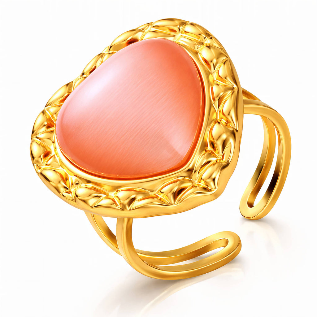Heart Ring, 18K Gold Plated Steel