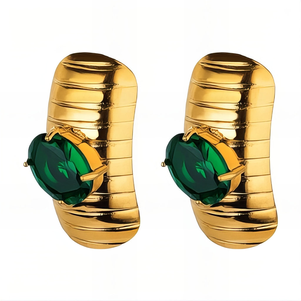 Earrings, 18K Gold Plated Brass