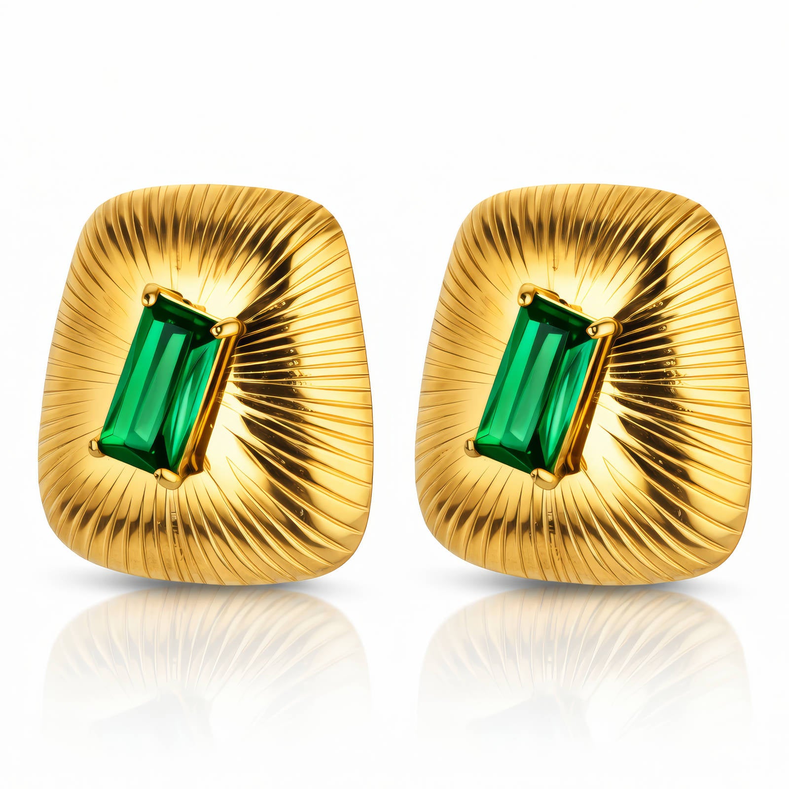 Earrings, 18K Gold Plated Brass