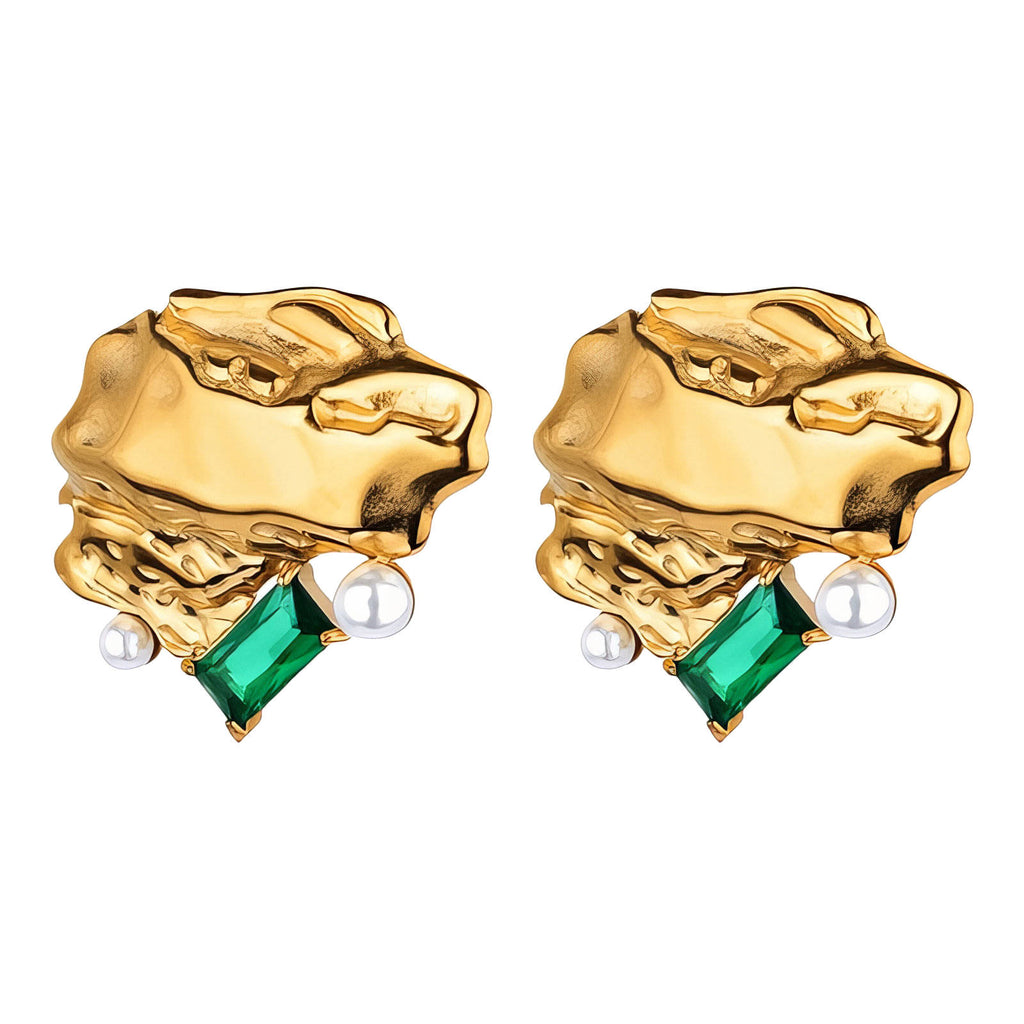 Earrings, 18K Gold Plated Brass