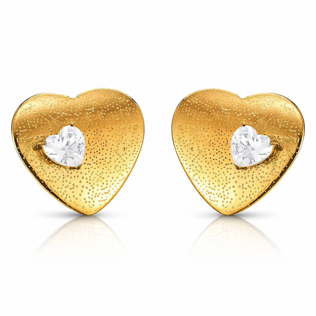 Hearts Earrings, 18K Gold Plated Brass