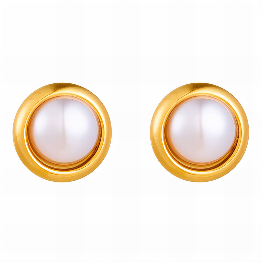 Earrings, 18K Gold Plated Steel