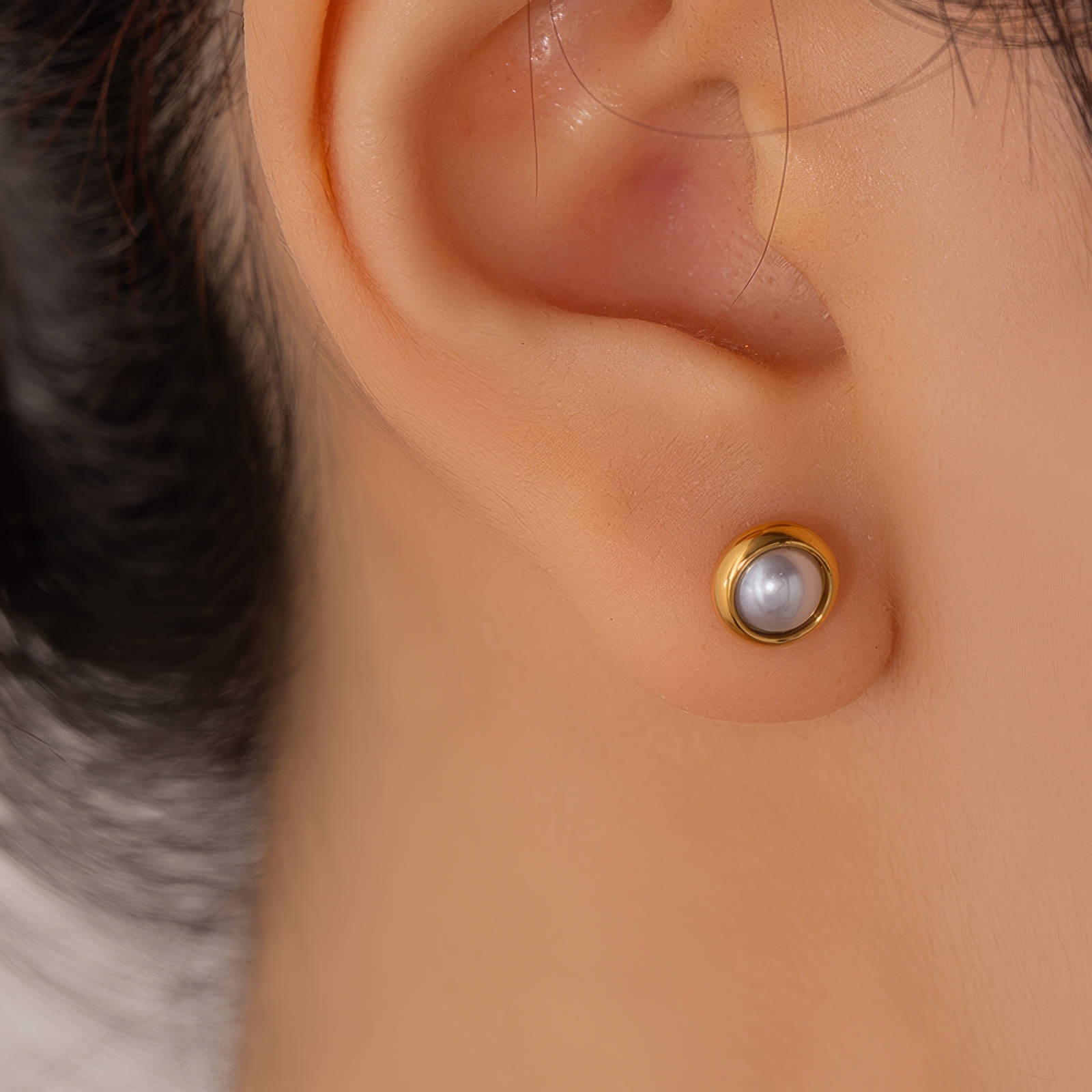 Earrings, 18K Gold Plated Steel