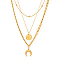 Crescent And Star Necklace, 18K Gold Plated Steel