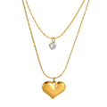 Hearts Necklace, 18K Gold Plated Steel