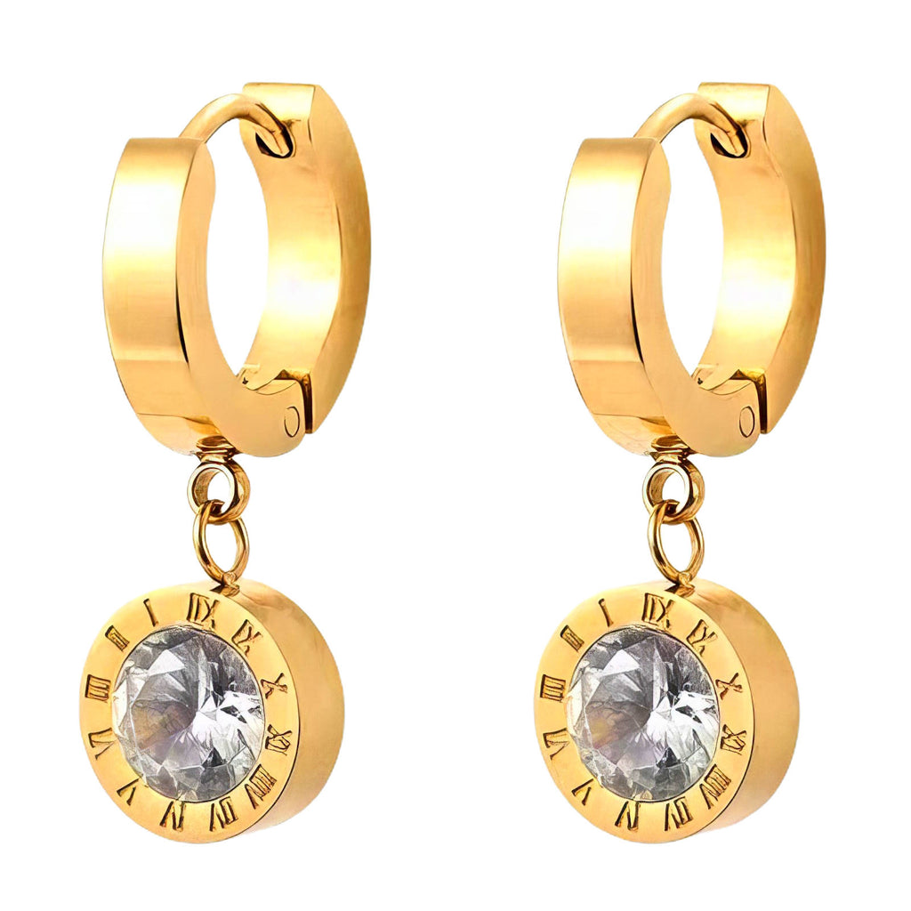 Earrings, 18K Gold Plated Steel