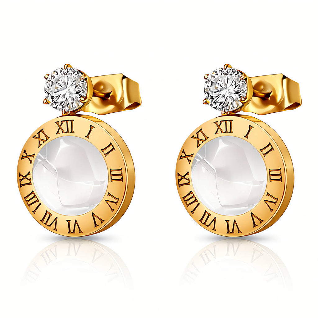 Earrings, 18K Gold Plated Steel