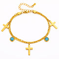 Crosses Bracelet, 18K Gold Plated Steel