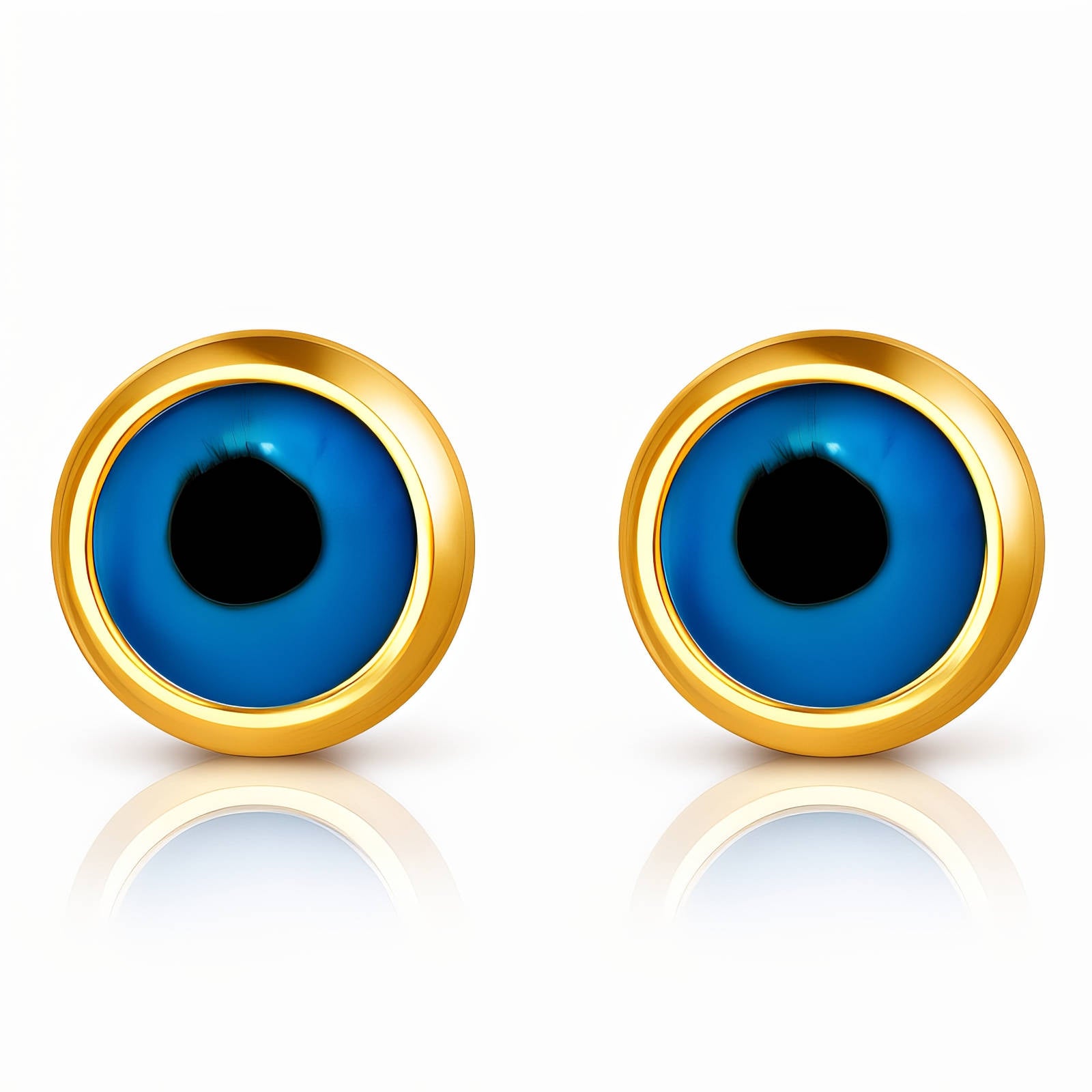 Evil Eyes Earrings, 18K Gold Plated Steel
