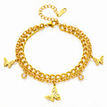 Butterflies Bracelet, 18K Gold Plated Steel