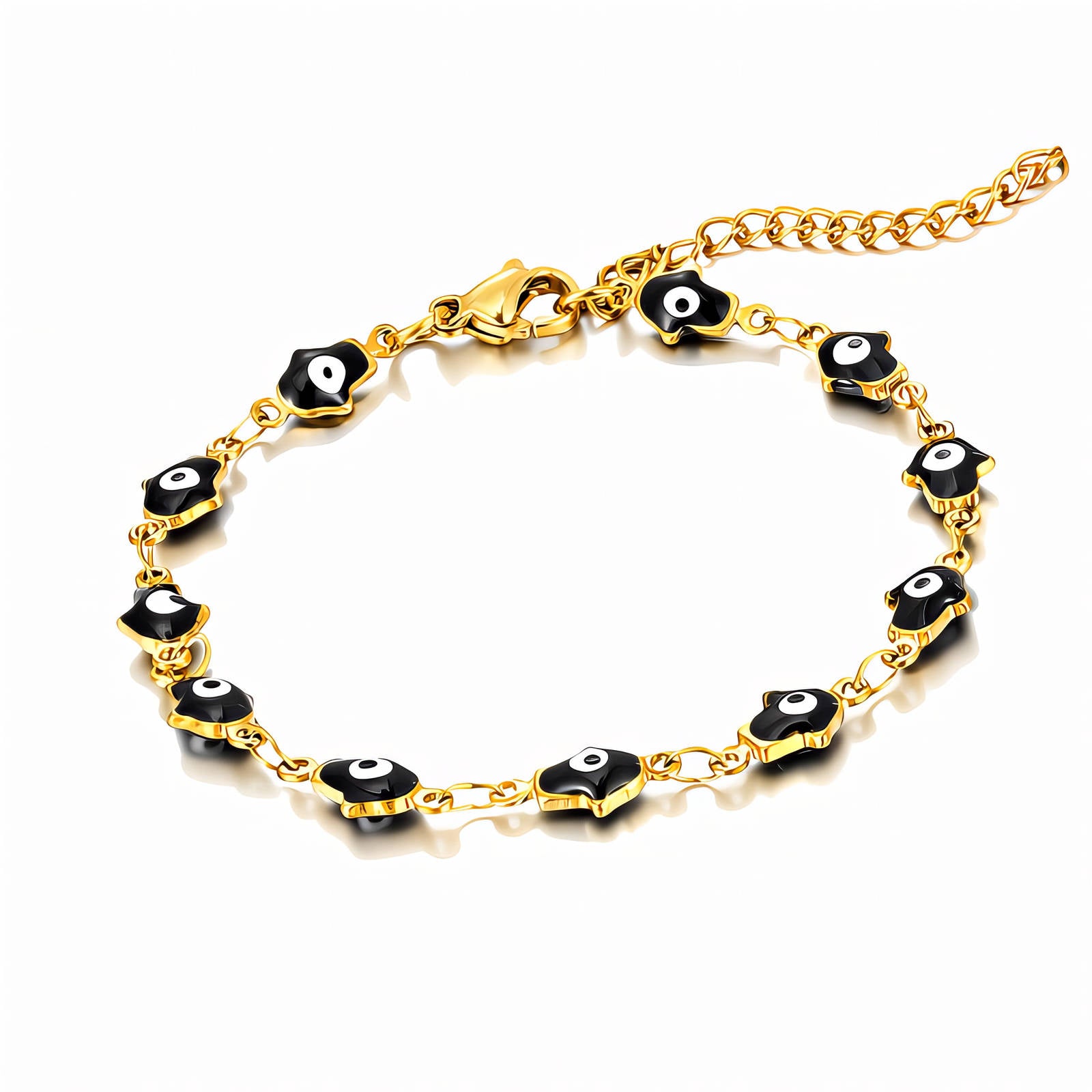 Evil Eyes Bracelet, 18K Gold Plated Steel