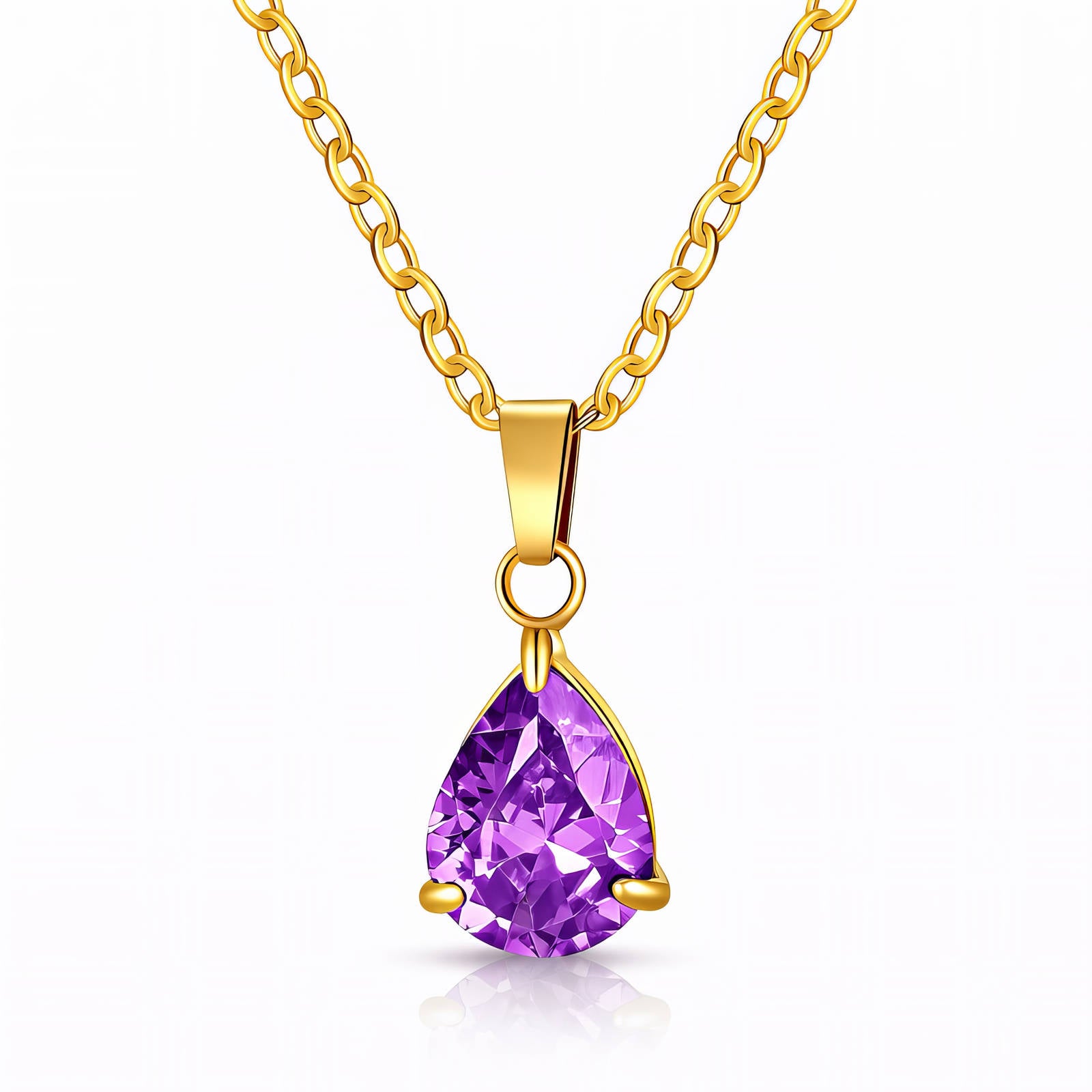 Teardrop Necklace, 18K Gold Plated Steel