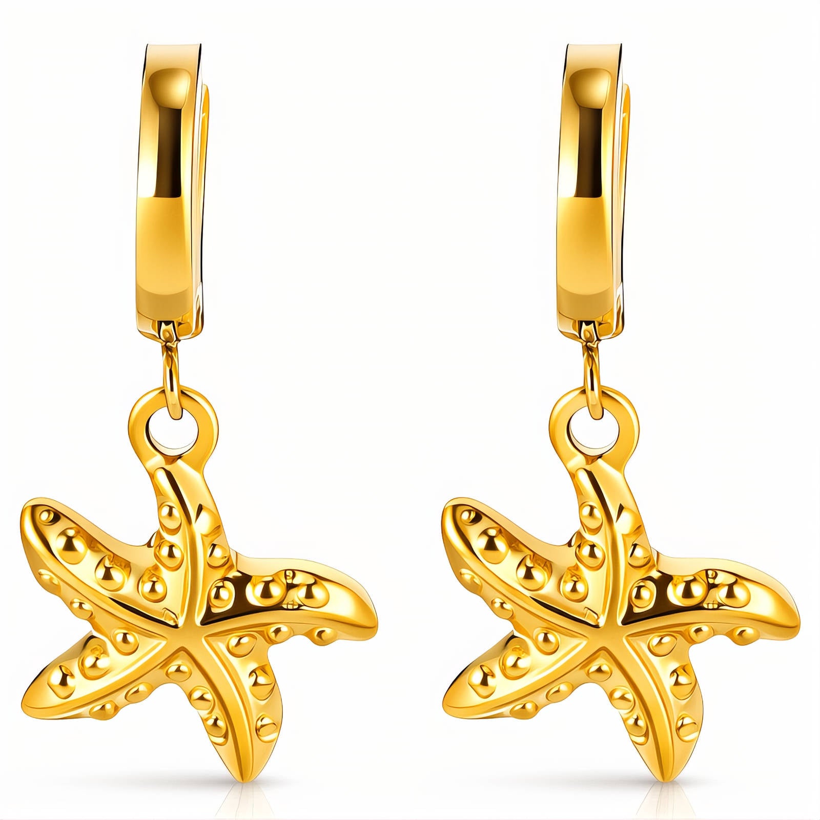 Starfishes Earrings, 18K Gold Plated Steel