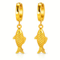 Fish Earrings, 18K Gold Plated Steel