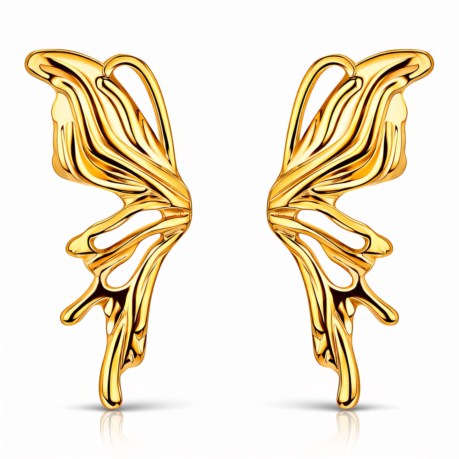 Butterfly Earrings, 18K Gold Plated Steel