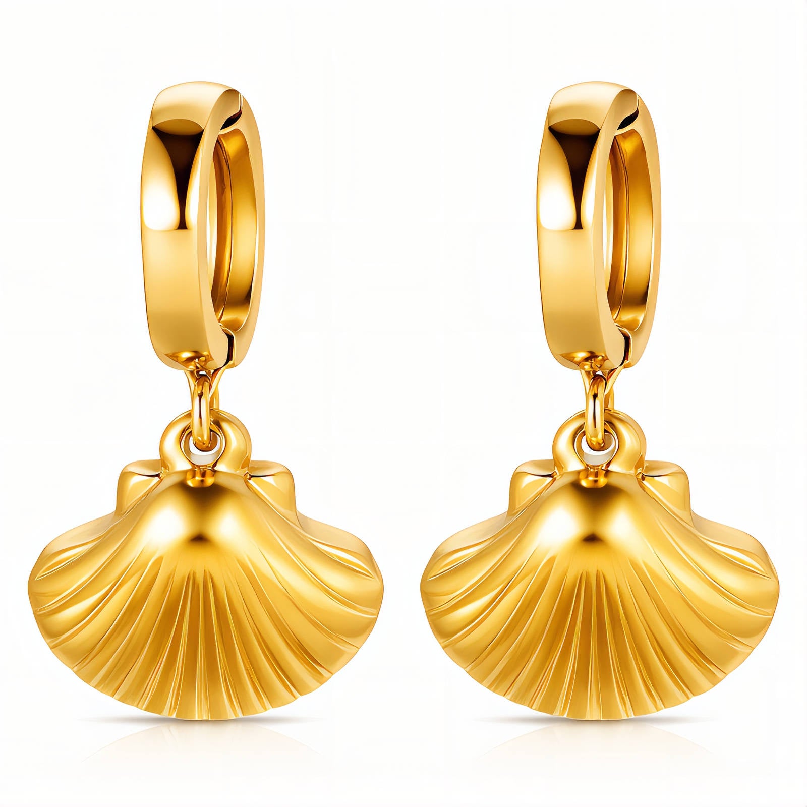 Seashells Earrings, 18K Gold Plated Steel