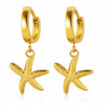 Starfishes Earrings, 18K Gold Plated Steel