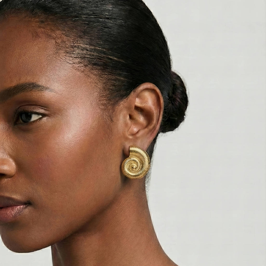 Seashells Earrings, 18K Gold Plated Steel