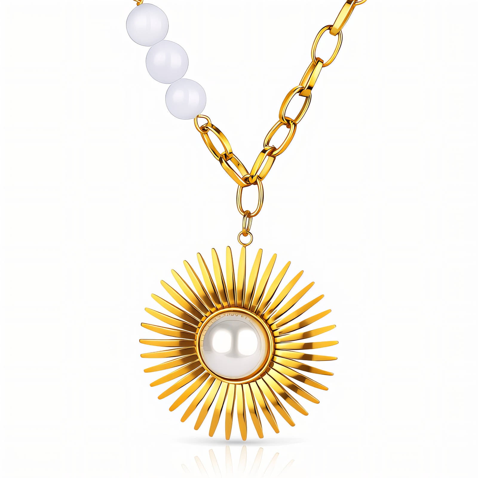 Flower Necklace, 18K Gold Plated Steel