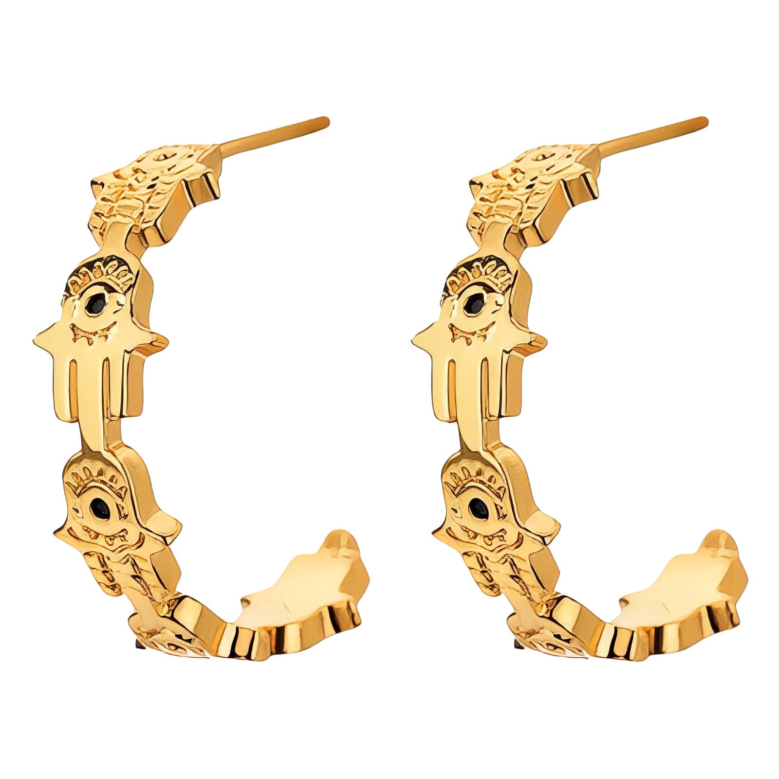 Evil Eyes Earrings, 18K Gold Plated Steel
