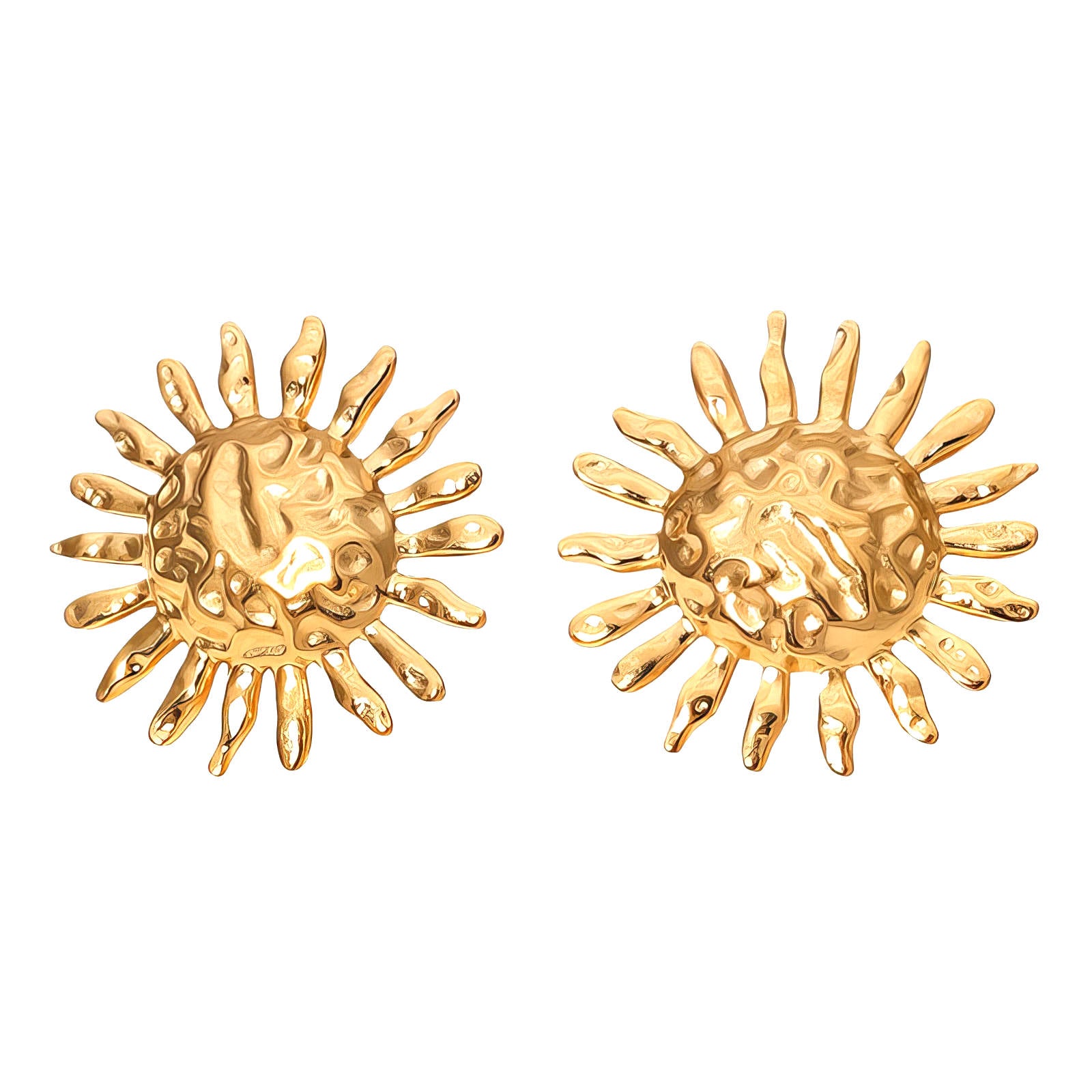 sunflower Earrings, 18K Gold Plated Steel