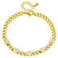 Hearts Bracelet, 18K Gold Plated Steel
