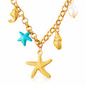 Starfishes Necklace, 18K Gold Plated Steel