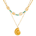 Seashell Necklace, 18K Gold Plated Steel