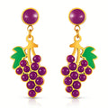 Grape Earrings, 18K Gold Plated Steel