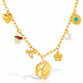 Sun And Moon Necklace, 18K Gold Plated Steel