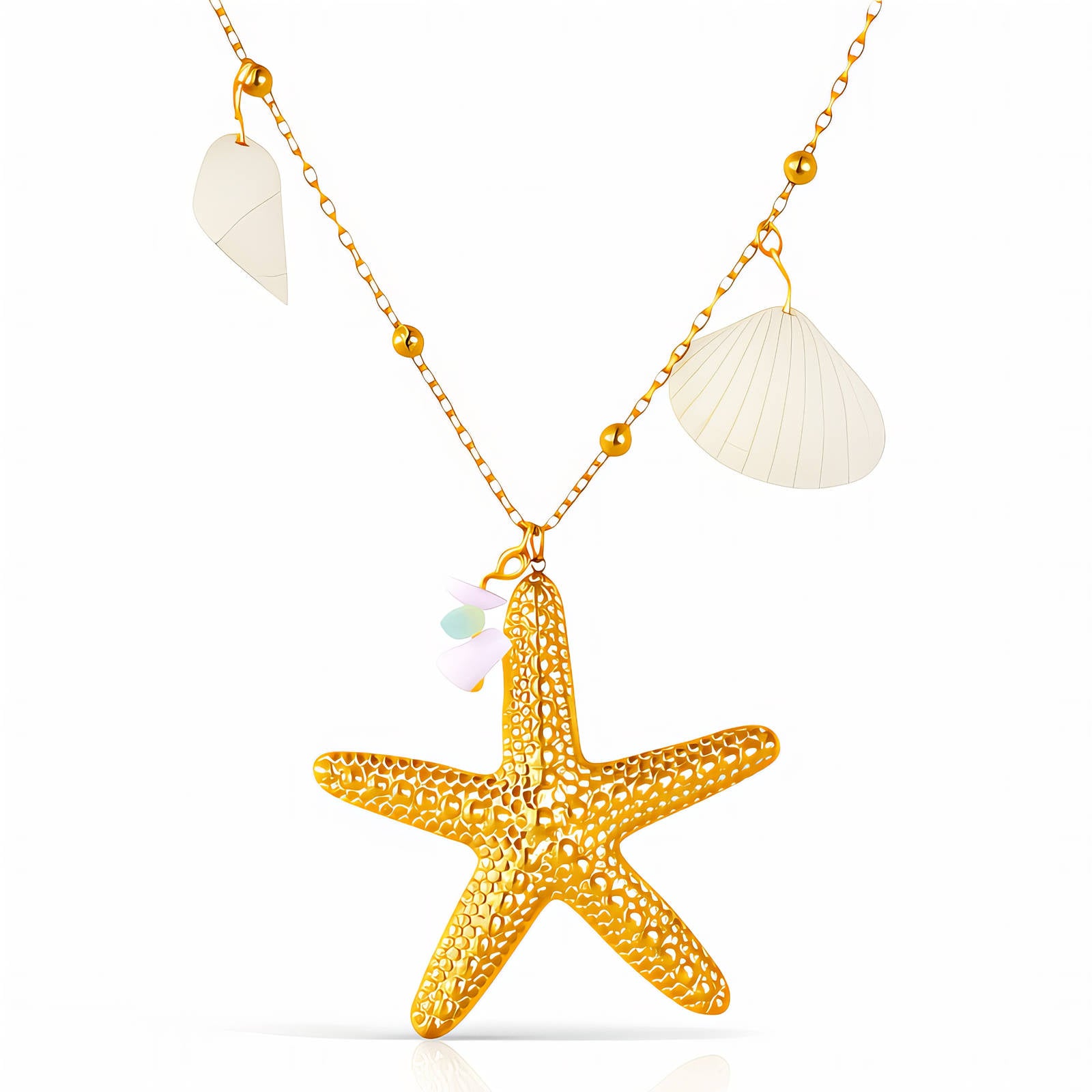 Starfish Necklace, 18K Gold Plated Steel