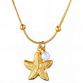 Starfish Necklace, 18K Gold Plated Steel