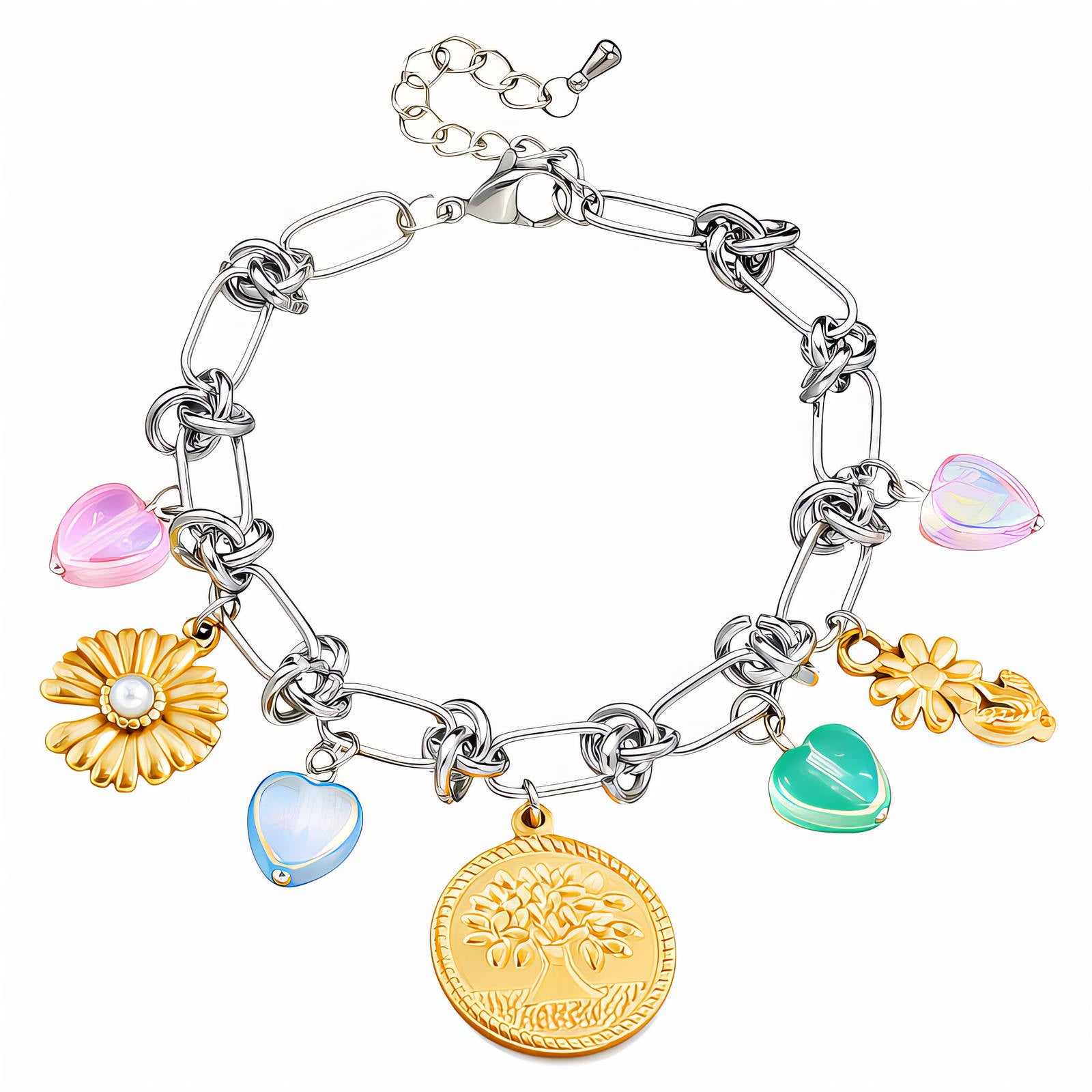 Bracelet, 18K Gold Plated Steel