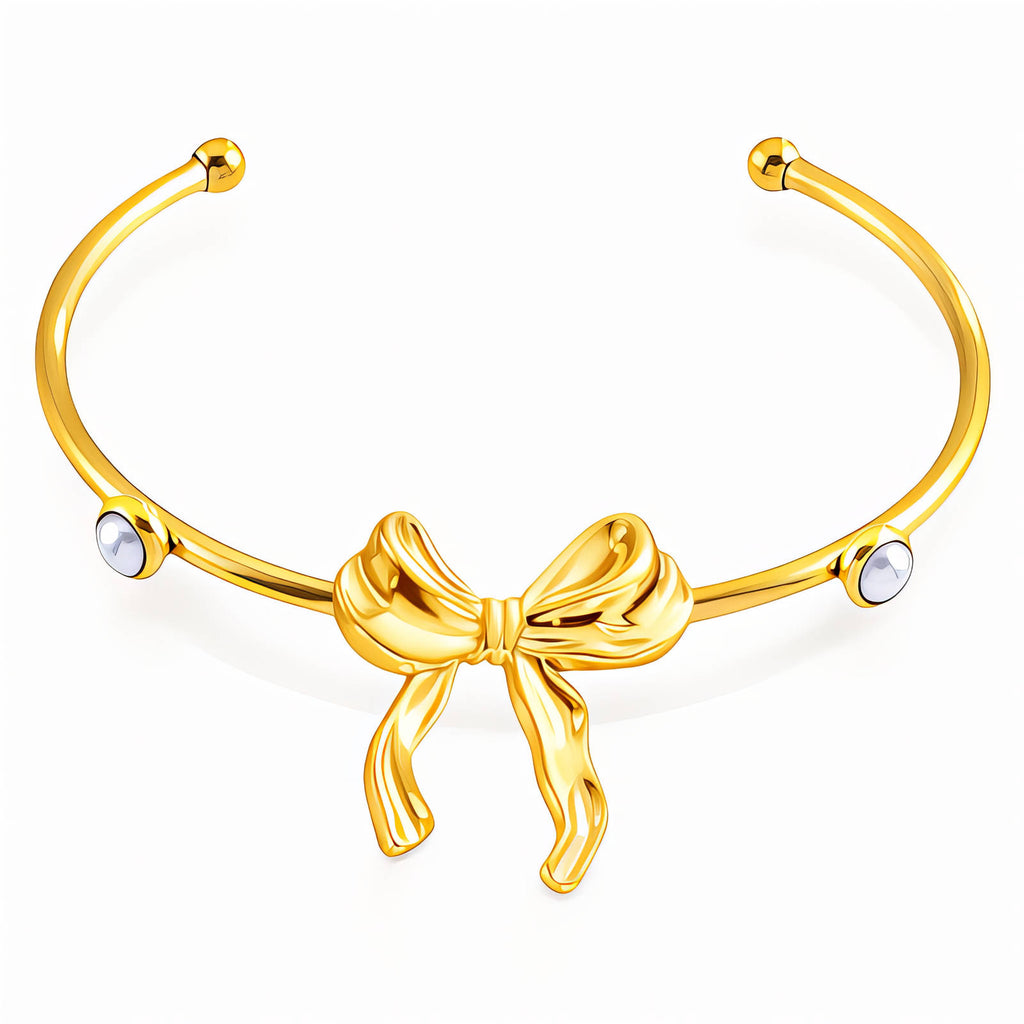 Bow Bracelet, 18K Gold Plated Steel
