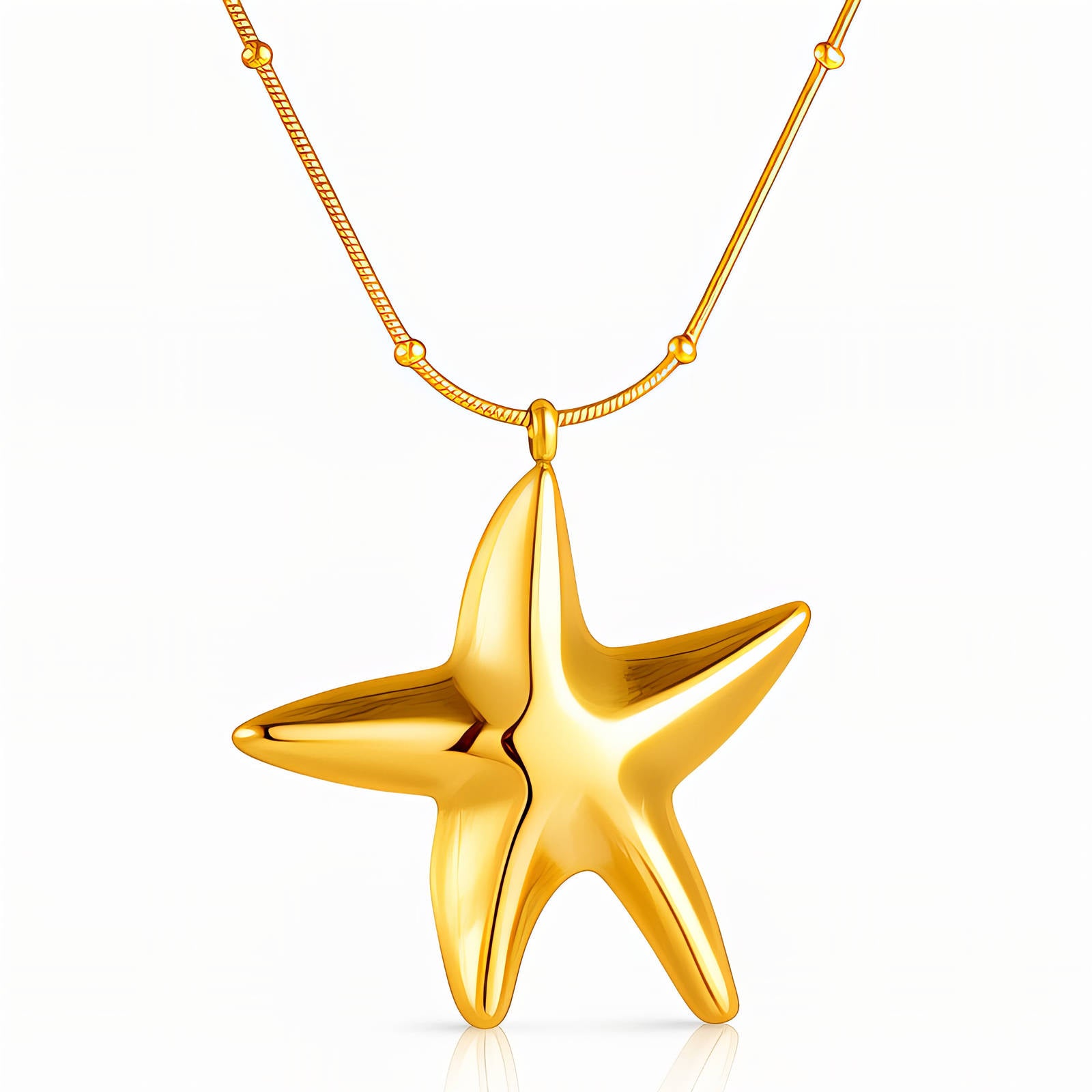 Starfish Necklace, 18K Gold Plated Steel