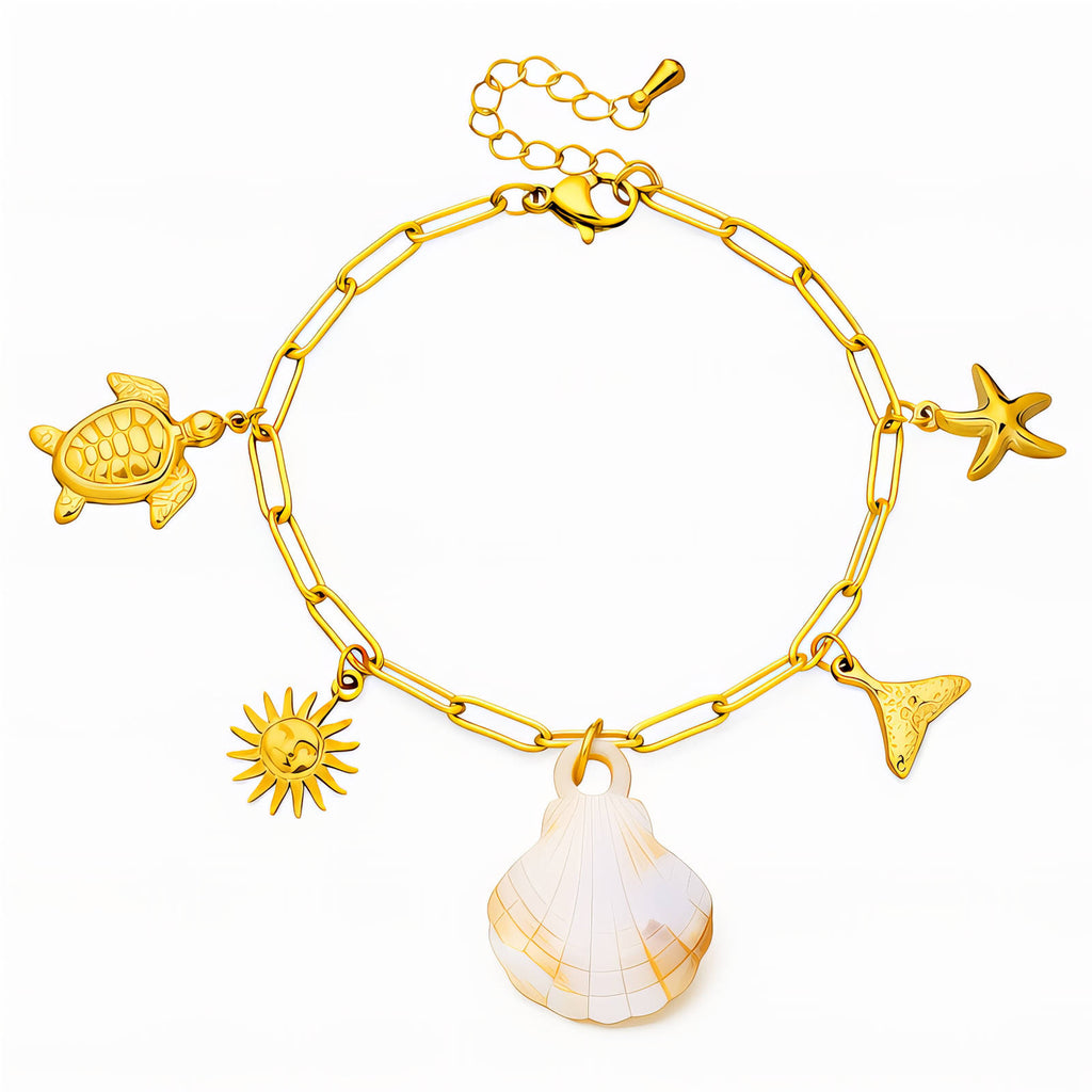 Seashell Bracelet, 18K Gold Plated Steel