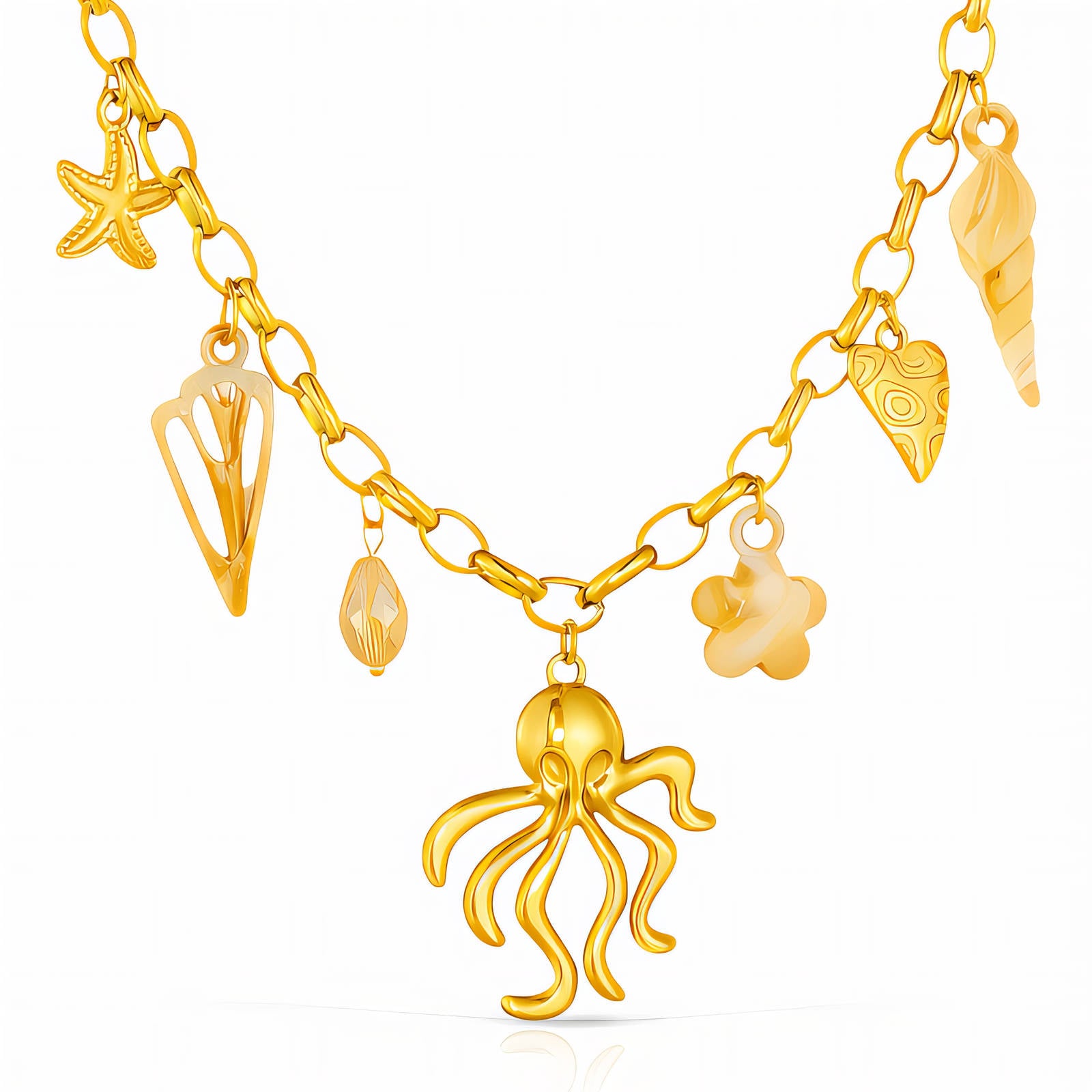 Squid Necklace, 18K Gold Plated Steel
