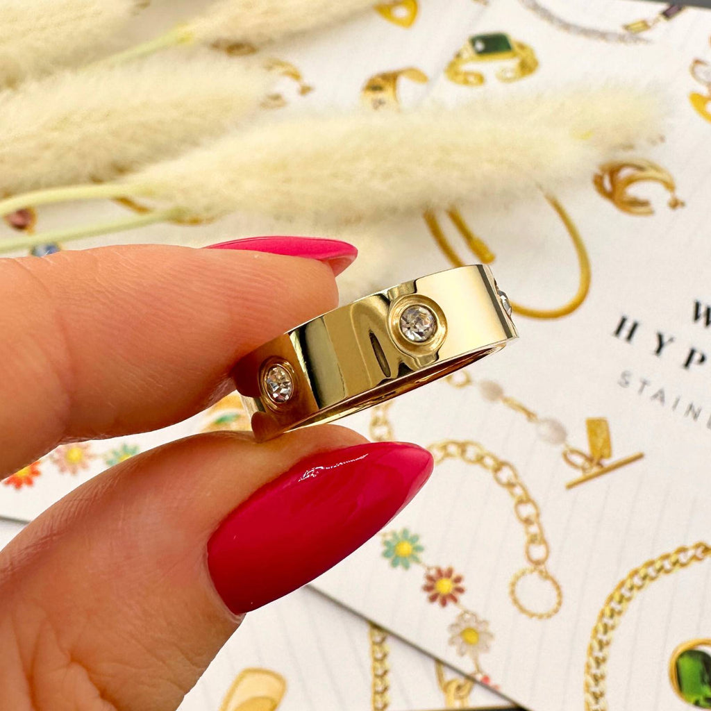 Ring, 18K Gold Plated Steel