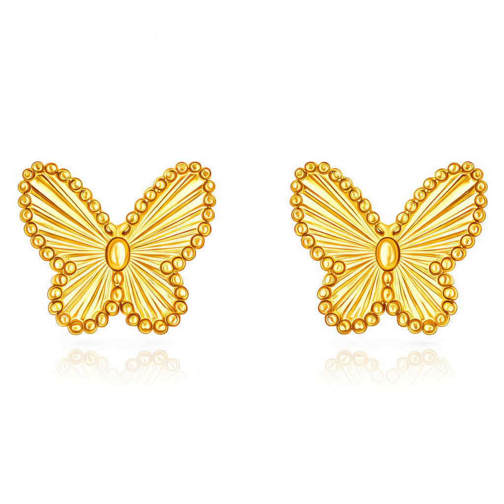 Butterflies Earrings, 18K Gold Plated Steel