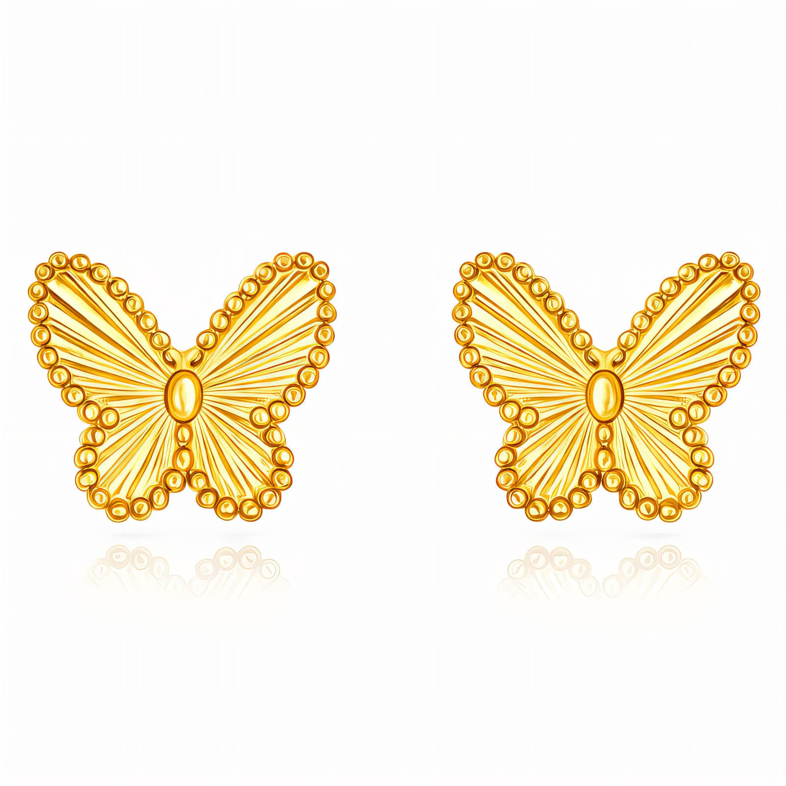 Butterflies Earrings, 18K Gold Plated Steel