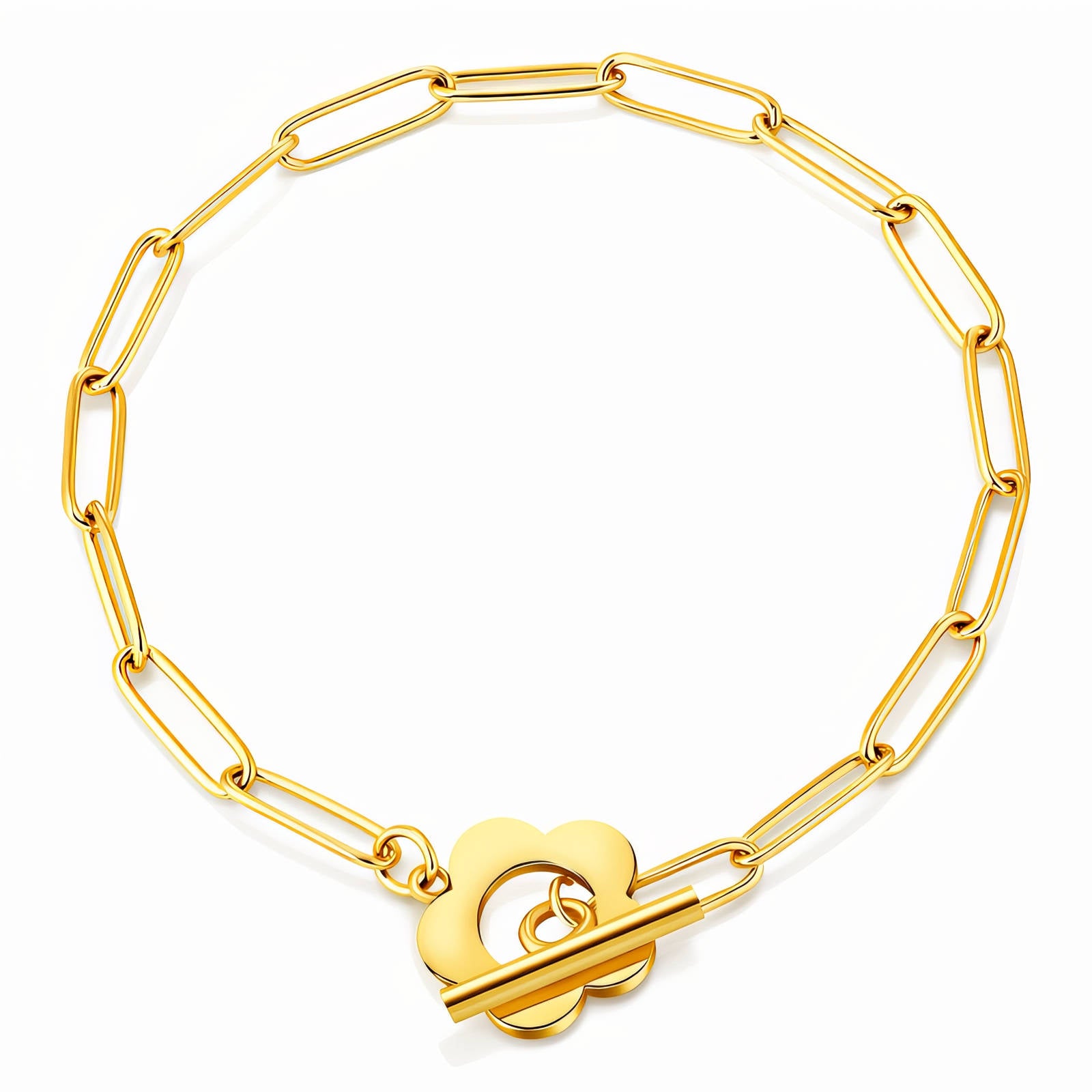 Flower Bracelet, 18K Gold Plated Steel