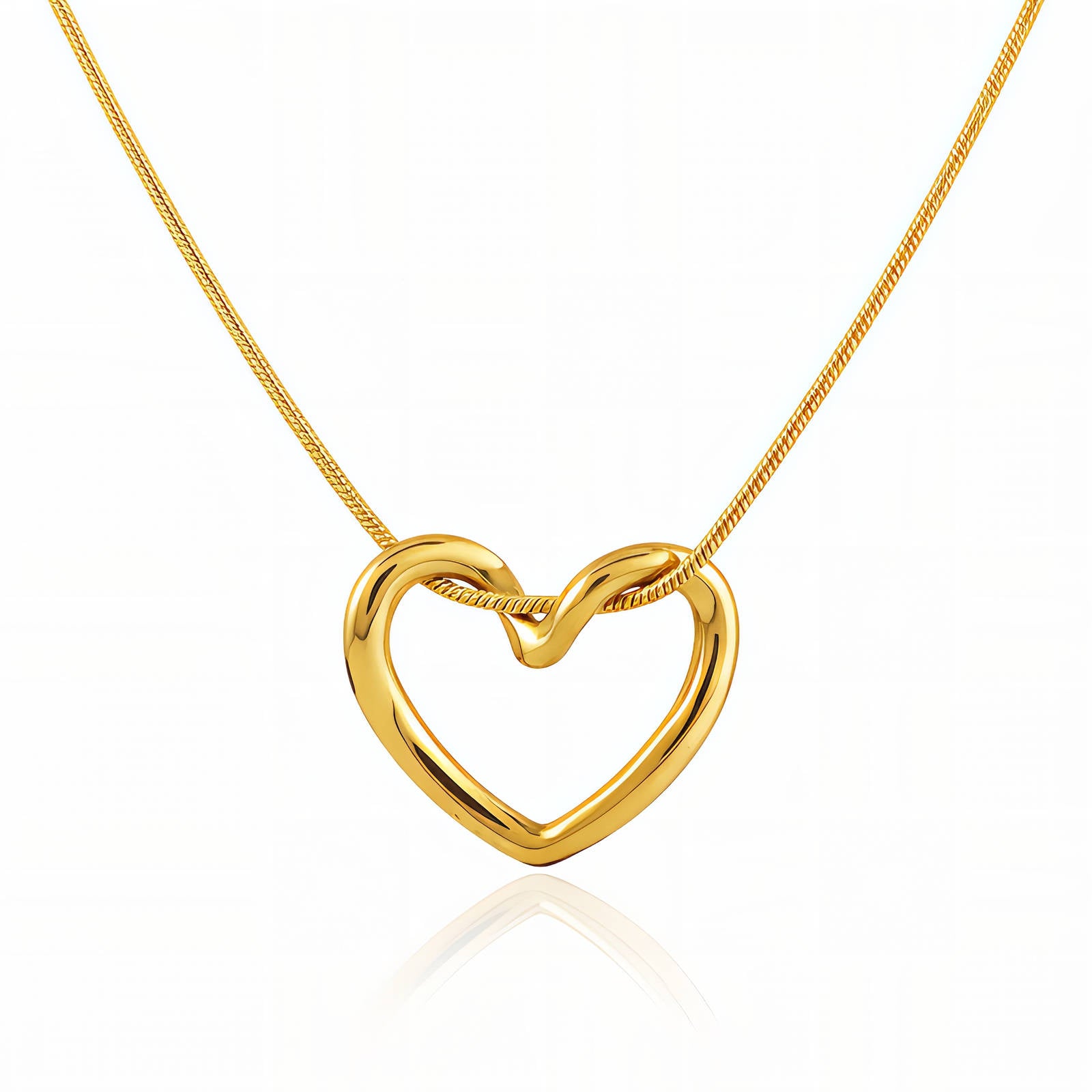 Heart Necklace, 18K Gold Plated Steel