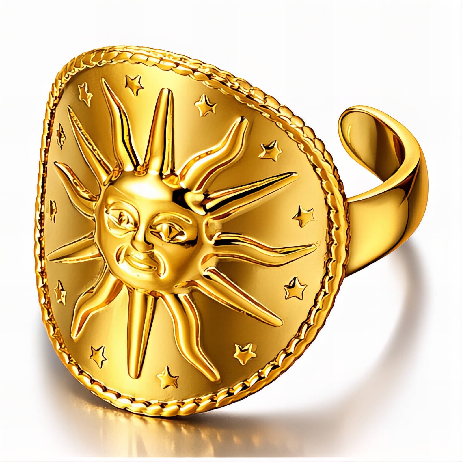 Sun Ring, 18K Gold Plated Steel